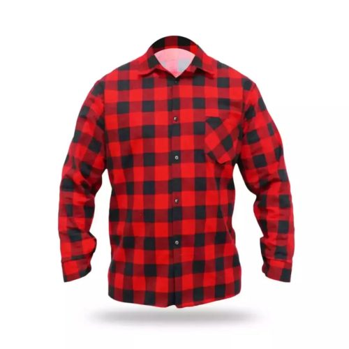 Flanel ing piros, méret S, 100% pamut