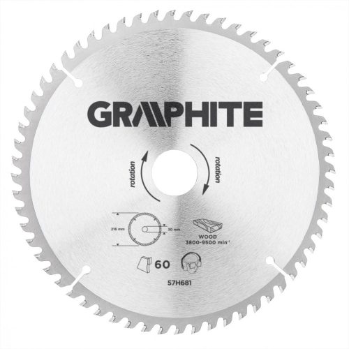 KŐRFŰRÉSZLAP 216*30MM HM 60FOG GRAPHITE