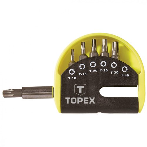 BIT KÉSZLET TORX 7R.TARTÓ + 6BIT T10-40 TOPEX