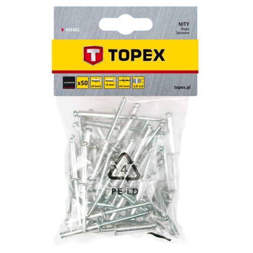 POPSZEGECS 4.0*8MM 50DB TOPEX